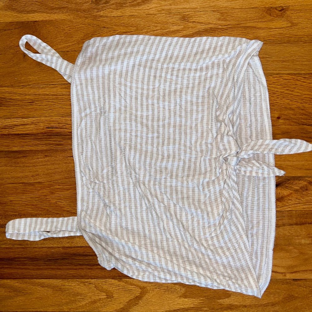 White and Beige Striped Tank
